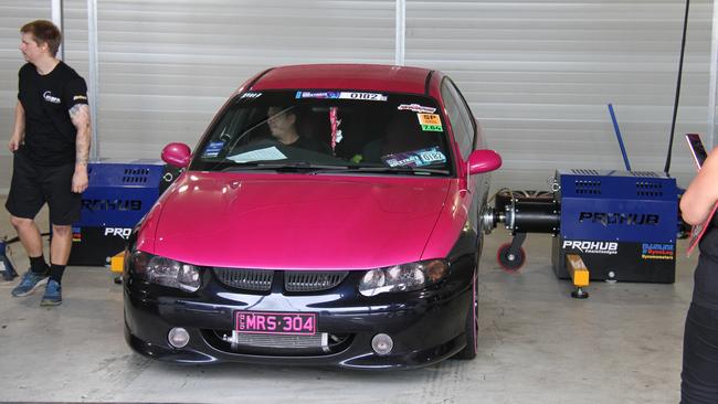 This VT SS Commodore was driven from the Gold Coast and made 289 horsepower on the Insane Performance hub dyno at Rockynats. Picture: Rodney Stevens