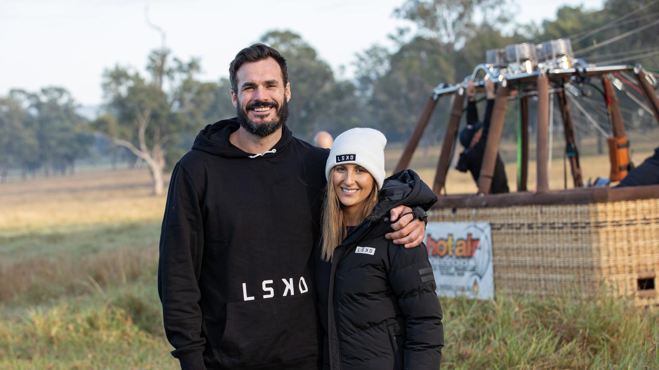 Locky Gilbert with wife Irena Srbinovska who have welcomed their first child Ava this year.