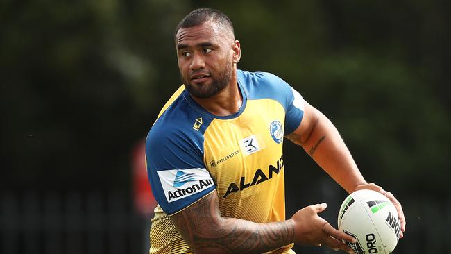 Junior Paulo during Parramatta Eels training ahead of their match against Canberra. Picture. Phil Hillyard