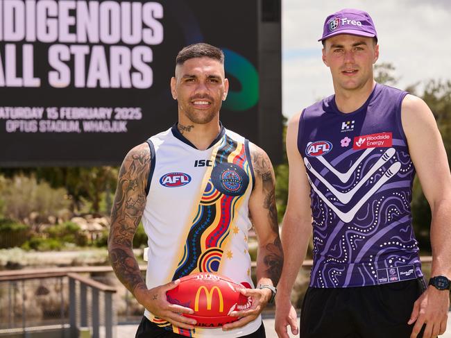 Michael Walters & Jordan Clark of the Dockers are set to be on opposing sides in February. Picture: Getty Images