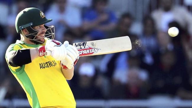 David Warner plays a shot during the Cricket World Cup. Picture: AP