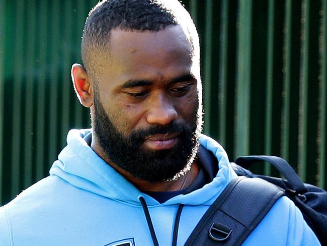 Brad Takairangi and Semi Radradra arrive at Parramatta Eels training , Pirtek Stadium. Parramatta . Picture : Gregg Porteous