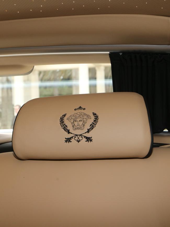 The two Bespoke Rolls-Royce vehicles are replete with Versace logos. Picture Glenn Hampson