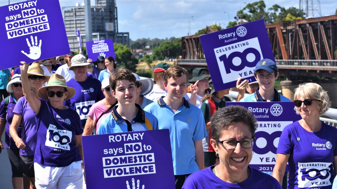 The District 9640 Rotary 100 Baton Relay makes its way over the new Grafton Bridge on Friday, 5th February, 2021. Photo Bill North / The Daily Examiner