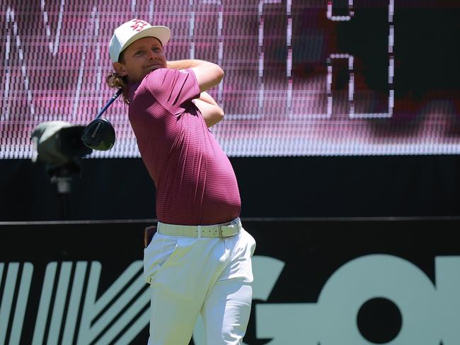 MEXICO CITY, MEXICO - APRIL 27: Cameron Smith of Ripper GC plays his shot from the first tee during day three of LIV Golf Mexico City at Club de Golf Chapultepec on April 27, 2025 in Mexico City, Mexico. (Photo by Hector Vivas/Getty Images)