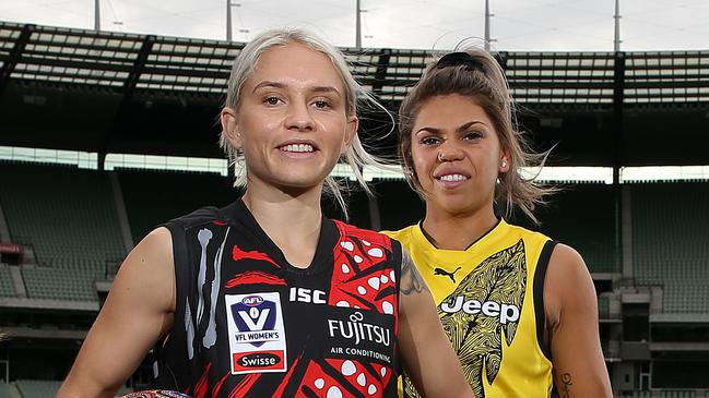 Hill’s cousin Courtney Ugle (left) plays for Essendon. Picture: Michael Klein