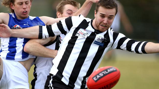 EFL: Mitchell Walker in pursuit of the ball for Scoresby. Picture: Stuart Milligan