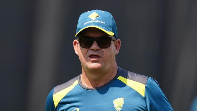 Australian coach Matthew Mott looks on during the ODI Tri-Series Cricket match between Australia and India at Junction Oval in Melbourne, Saturday February 8, 2020. Picture: AAP