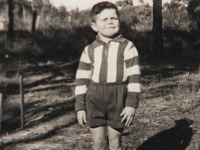 Leigh Matthews, aged 6, when he was the club mascot for the LangwarrIn Football Club. His dad, Ray, was coaching the club at the time.