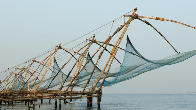 Chinese fishing nets in Cochin, India.