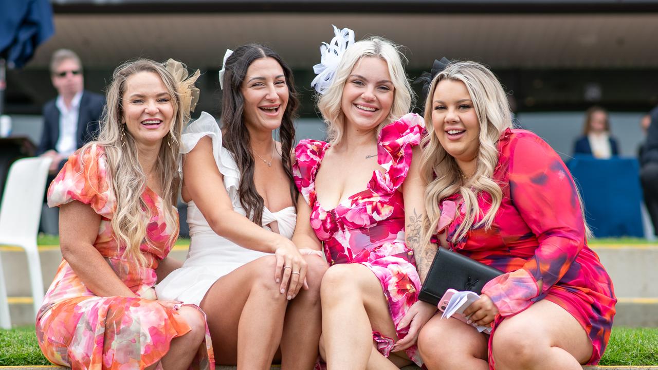 Bree Michelle, Madison Taylor, Dannielle Browne and Shelly Hamilton at Hill Stakes race day at Rosehill Gardens. Picture Thomas Lisson