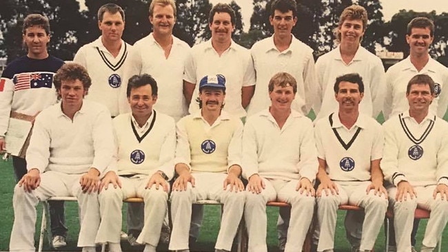 Des Lloyd (second left at bottom) after winning the premiership in First 11 in 1989. Picture: Golden Point Cricket Club.