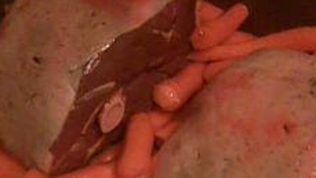 A mother posted photos to Facebook of roasts while her starving son was locked in a filthy bedroom. Source: Facebook