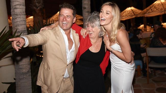 Karl Stefanovic and Jasmine Yarbrough pictured with Karl’s mother Jenny in Los Cabos, Mexico. 