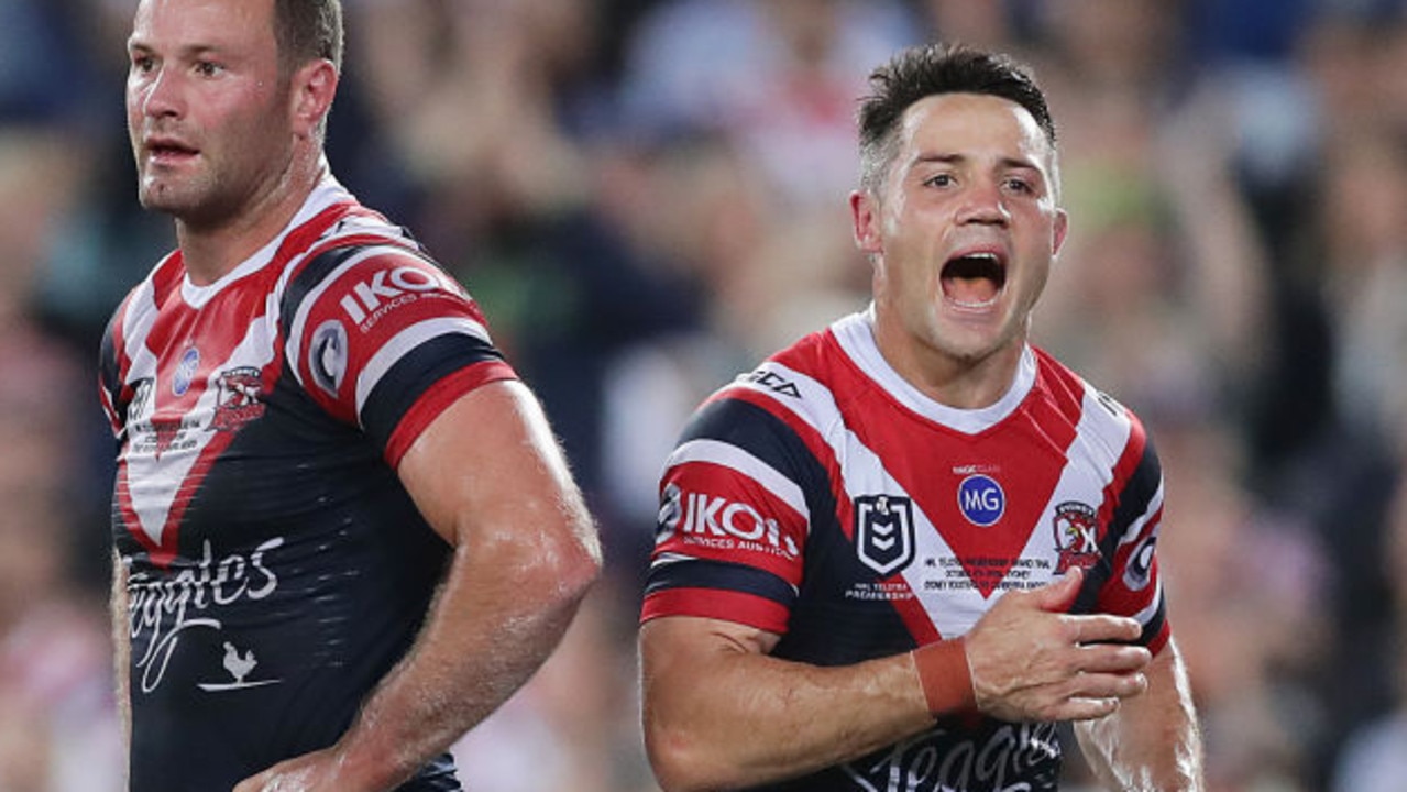 Cooper Cronk of the Roosters in the 2019 grand final. Getty