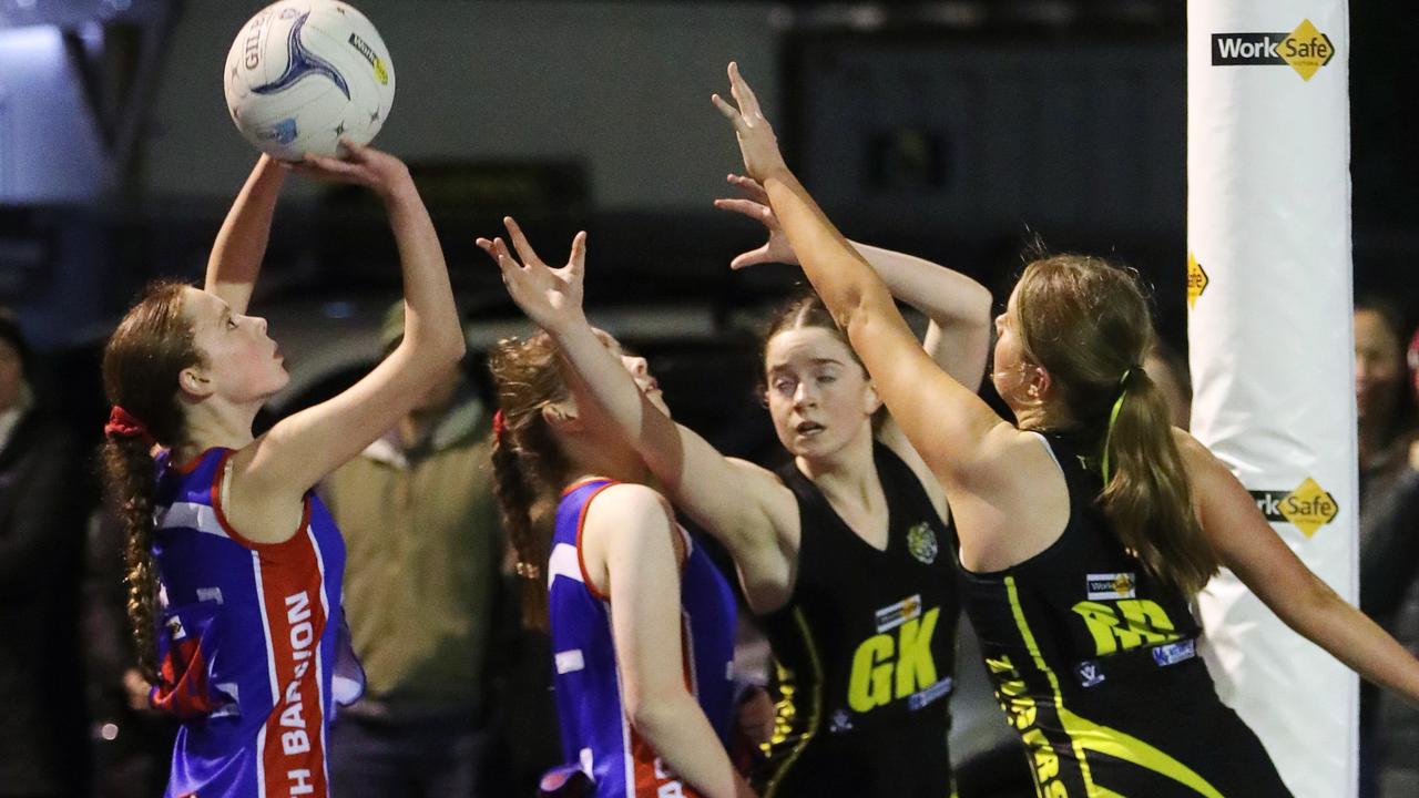 Torquay and South Barwon fight it out in a grand final at Kardinia Park. Picture: Alan Barber