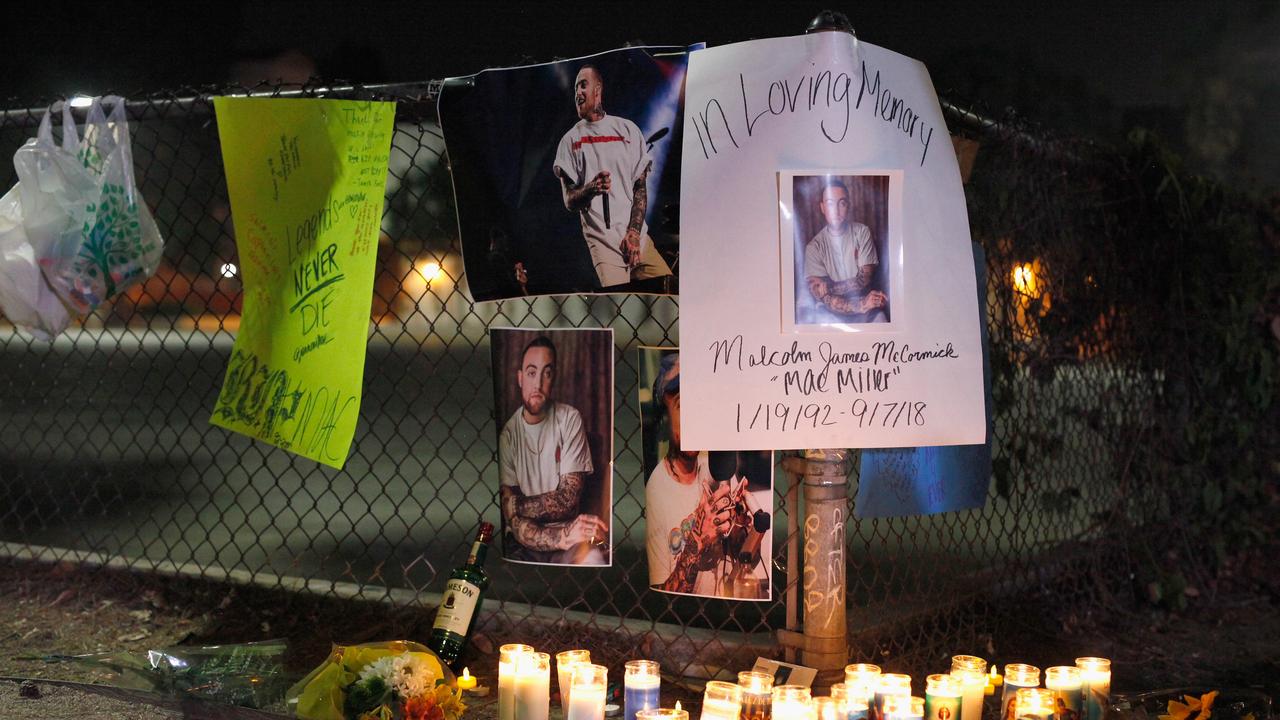 A makeshift memorial to late rapper Mac Miller. Picture: Katharine Lotze