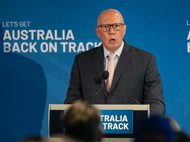 2101/25. The Daily Telegraph. News. West Ryde, Sydney, NSW. Pics by Julian Andrews.Peter Dutton speaking at a Liberal Party rally held in the seat of Bennelong.