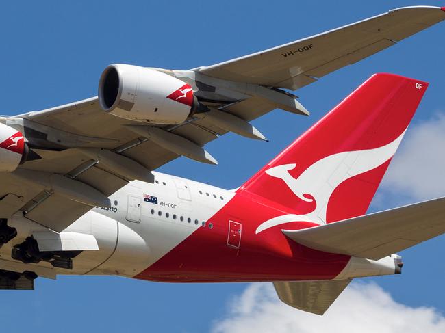 Melbourne, Australia - November 19, 2012: Qantas Airways Airbus A380 registered VH-OQF takes off as QF93 to Los Angeles (LAX) from Melbourne International Airport at Tullamarine, Victoria.