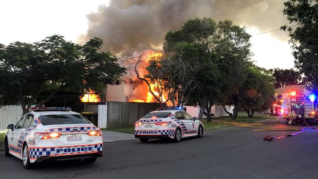 Supplied image of a house fire at Wooloowin.