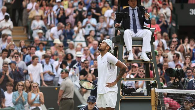 Watching a Kyrgios game, you’re waiting for something to happen, and it has little to do with the score. Picture: Getty