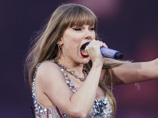 American singer and songwriter Taylor Swift performs on stage as part of her Eras Tour in Lisbon on May 24, 2024. (Photo by ANDRE DIAS NOBRE / AFP)