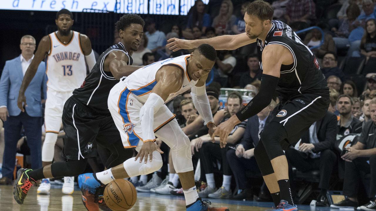 Melbourne United, in 2017, pushed Russell Westbrook and the Oklahoma City Thunder to the brink of what would have been a massive upset. Picture: Getty Images/AFP