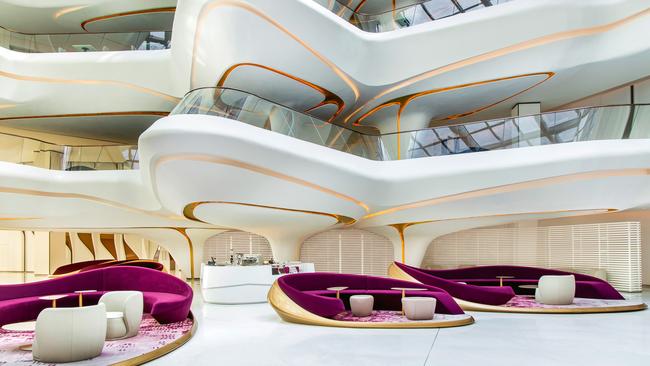 Contemporary curves in the atrium of ME Dubai hotel.