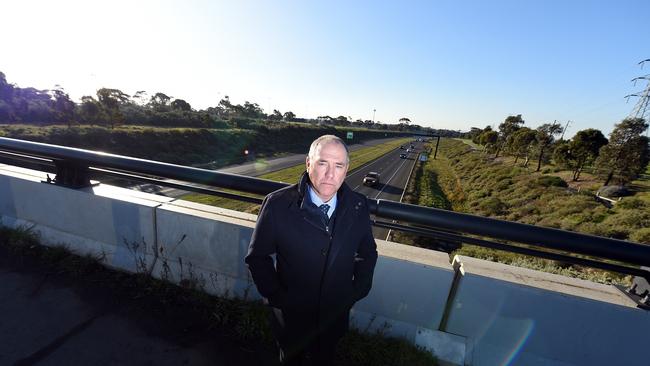 Snr Sergeant Mark Guthrie CIU on Creamery Rd bypass where 6 out 7 rock throwing incidents took place in the past two months in the Geelong region.