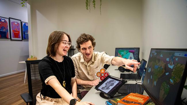 Skye Lavelle and Declan Smyth, the creative minds behind Hex Bound, an emotionally rich puzzle platformer set in the Northern Territory. They have been given a $40k grant to develop the game. Picture: Supplied