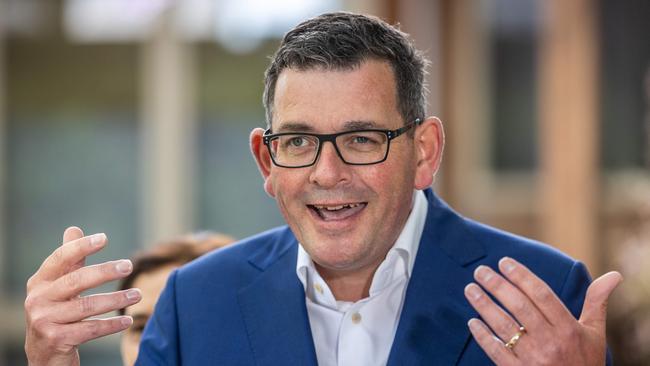 Daniel Andrews in Northcote on Friday. Picture: Jake Nowakowski