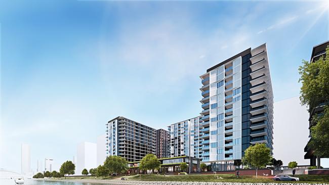 An artist's impression of R&F Property Australia's seven apartment tower development on the riverfront at West End.