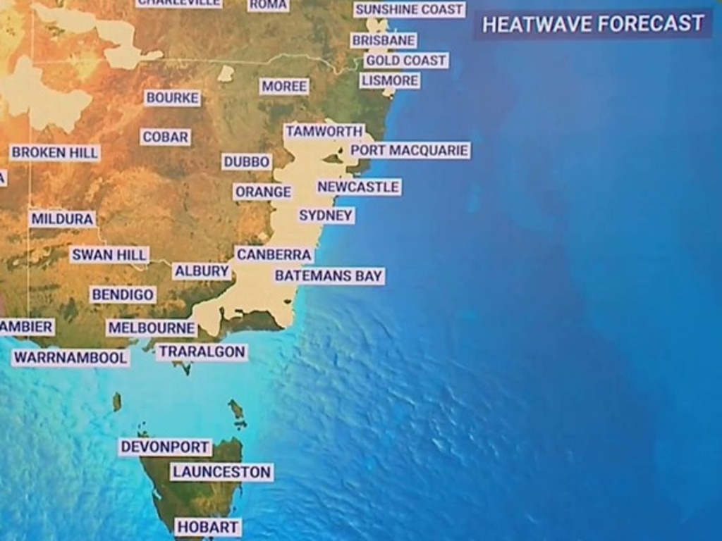 A heatwave will hit the NSW coast and parts of Victoria and Queensland this weekend. Picture: Sky News Weather