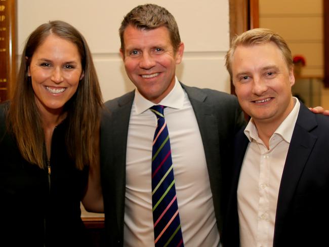 Elissa Griffin, with Mike Baird and one of the frontrunners to take his seat, James Griffin. Picture: Supplied.