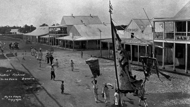 Chinese New Year celebrations in Cavenagh Street, Darwin, around 1916 Picture: SUPPLIED