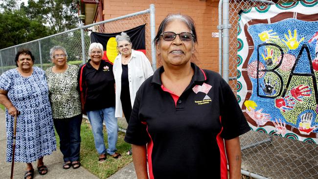 Founders of Baabayn Aboriginal Corporation, aunties Mavis Pacey, Daisy Barker, Jenny Ebsworth, Janice Brown and Margaret Farrell (front) use Blackett’s Rutherglen Community Centre. Picture: Peter Kelly