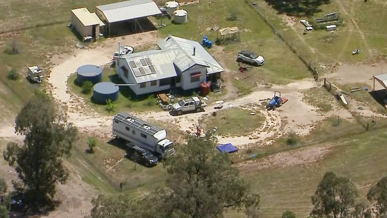 Aerial vision the Wieambilla property where the ambush took place. Picture: 9 News.