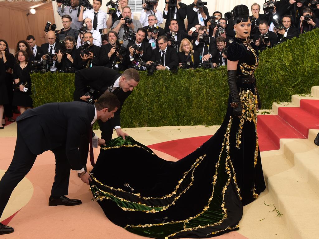 Katy Perry attends the “Manus x Machina: Fashion In An Age Of Technology” Costume Institute Gala at Metropolitan Museum of Art on May 2, 2016 in New York City. Picture: AP