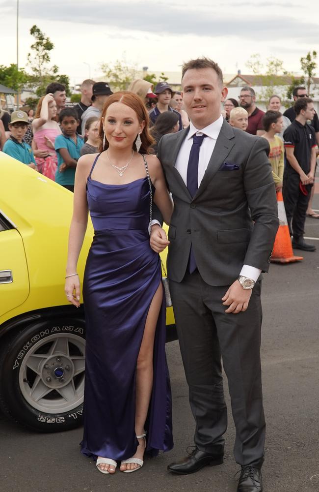 Morgan Mullins and Declan Parry arriving at the 2023 Kingaroy State High School formal.