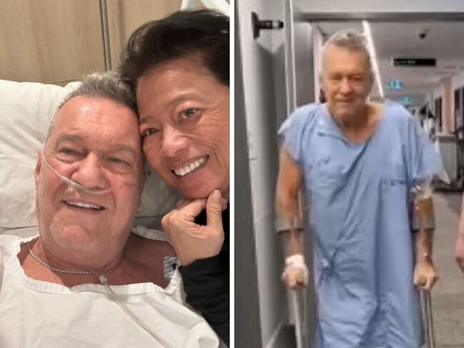 Jimmy Barnes recovering in hospital after hip surgery.