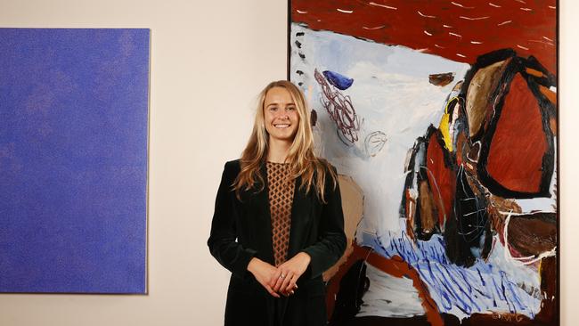 Artist Zoe Grey with her winning entry The Shape of Rock. Winner of the 2024 Hadley's Art Prize. Picture: Nikki Davis-Jones