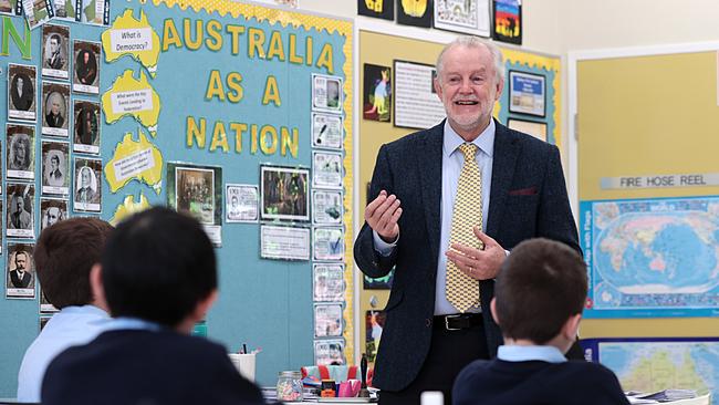 Principal Frank Monagle with students at the start-up school Hartford College. Photo Jane Dempster/The Australian.