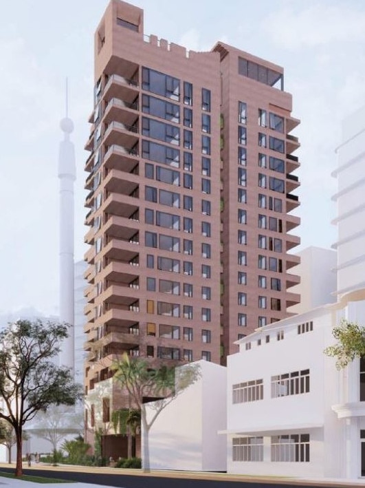 Council approved the building at 164-190 Melbourne St, South Brisbane. It also sits at 25-27A Manning St.