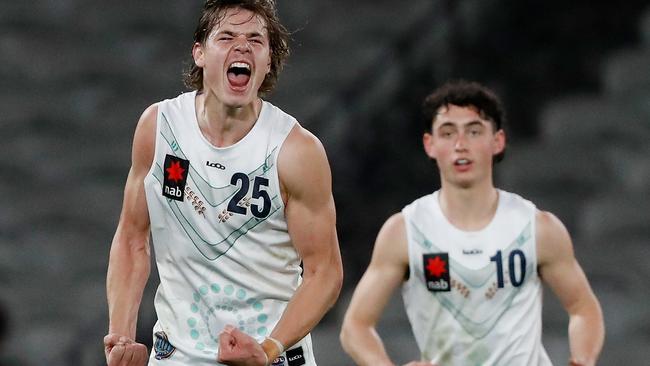 Aaron Cadman (left) looms as the Giants’ pick at No.1 in this year’s draft. Picture: Getty Images