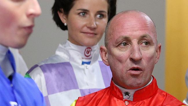 Jim Cassidy and Michelle Payne before the race on Tuesday. Picture: Wayne Lubdey