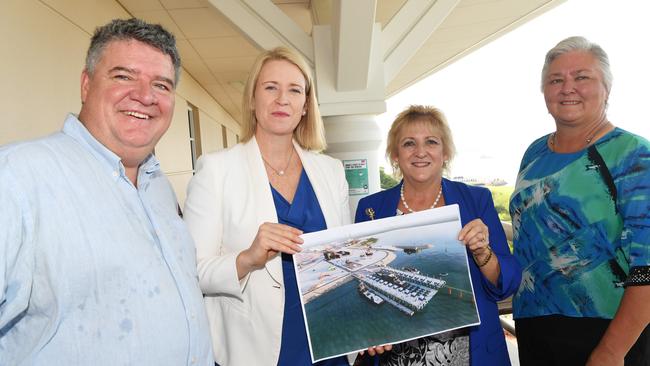 Press Conference at Parliament House with Nicole Manison, Michelle Landry, Senator Dr Sam McMahon, Mark Monaghan revealing the 5 concept designs for the ship lift. Picture: Katrina Bridgeford.