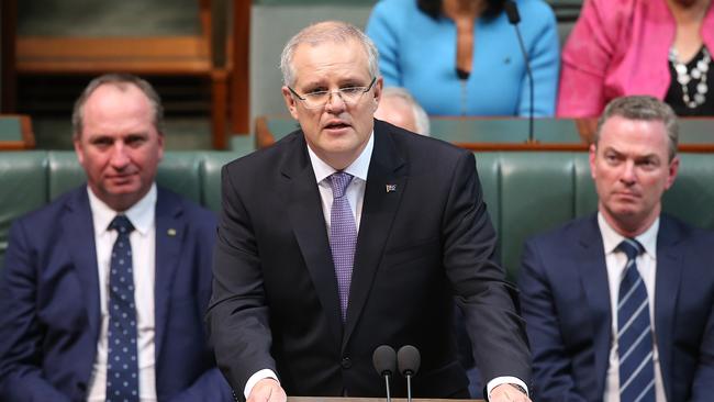 Treasurer Scott Morrison delivering the 2017 Budget in the House of Representatives. Picture: Kym Smith