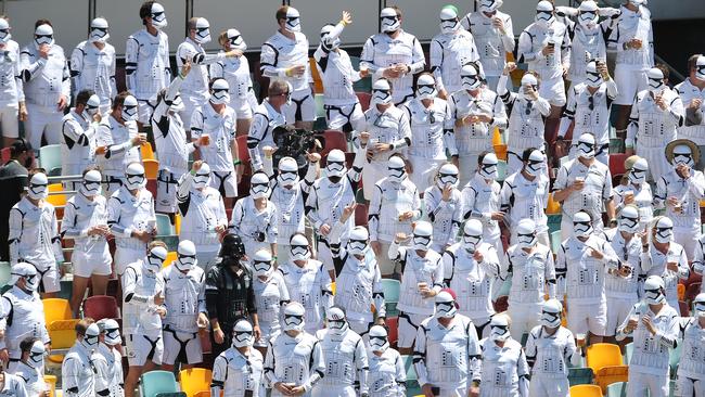 The Darth Vaders look on from the Gabba crowd, whose behaviour has been praised by Indian fans.