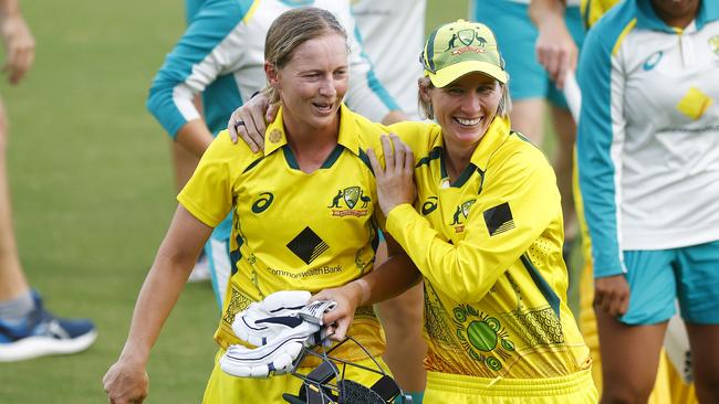 Meg Lanning (left), pictured with Beth Mooney, says teams are going to have to be flexible. Picture: Mike Owen/Getty Images