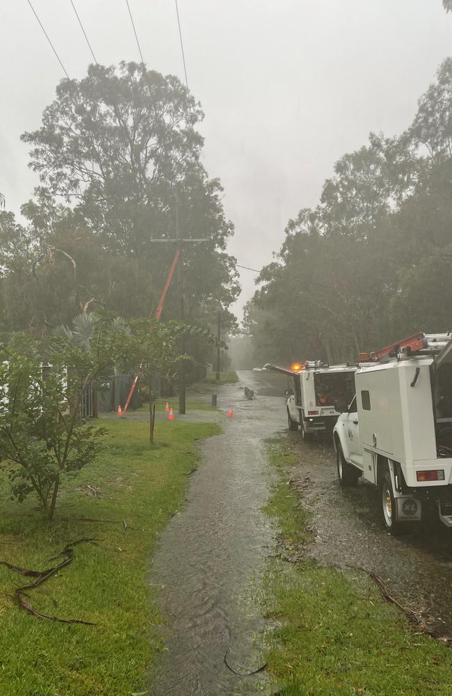 Energex crews have been hailed as heroes as they worked around the clock to reconnect Gold Coasters to the grid. Picture: Energy Queensland.